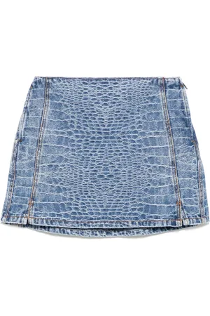 ERMANNO SCERVINO Kort denimnederdel med krokodilletryk