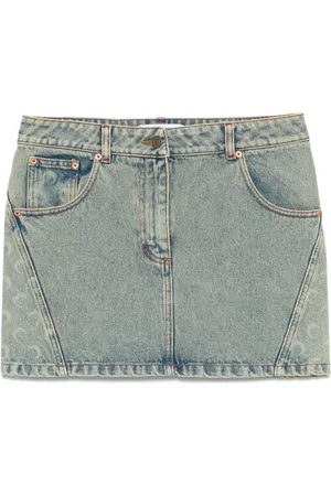 Marine Serre Kort Moon Laser denimnederdel