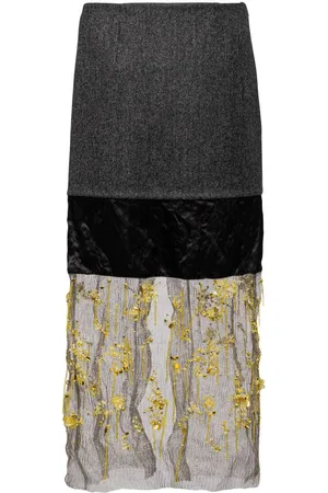 Prada Midi nederdel med blomster-broderi