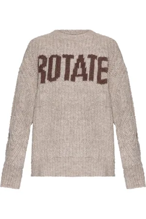 ROTATE Intarsiastrikket sweater med logo