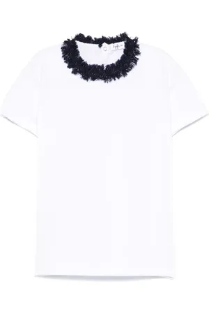Il gufo T-shirt med frynsedetalje