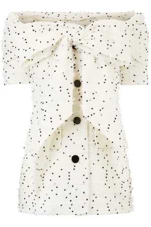Nina Ricci Tweedjakke med off-shoulder-snit