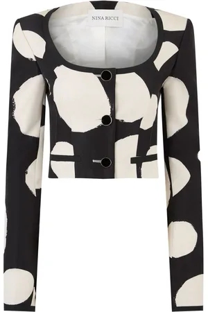 Nina Ricci Cropped jakke med rund hals og mønster
