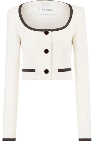 Nina Ricci Tofarvet cropped jakke med rund hals