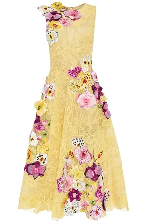 Oscar de la Renta Orchid kjole med broderede blonder