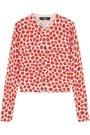 VERSACE Strawberry Garden cardigan i silke