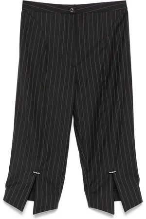MUGLER Cropped nålestribede bukser med piercet detalje