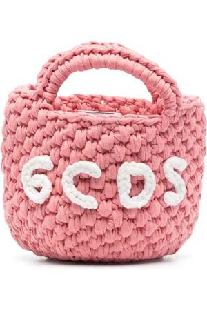 GCDS Mini hæklet bucket-taske med logoapplikation