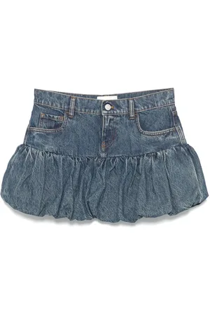 COPERNI Kort denimnederdel med samlet kant
