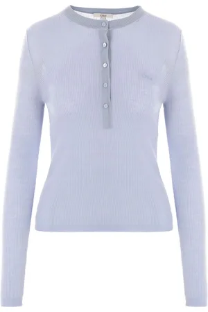 Chloé Ribbet Henley T-shirt med lange ærmer