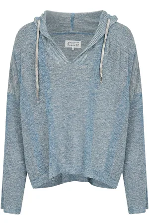 Maison Margiela Sweater med v-hals og løbesnor i hætten