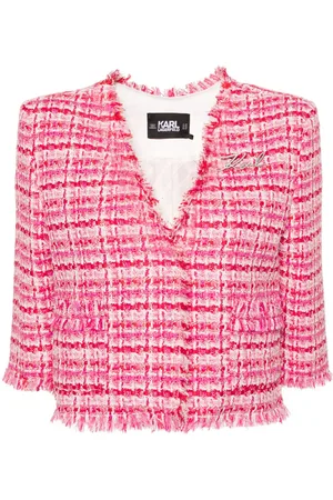 Karl Lagerfeld Bouclé-jakke med logo-nål