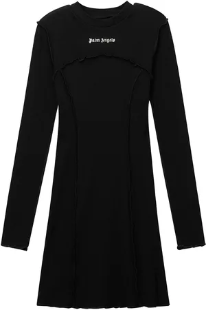 Palm Angels Kort ribbet kjole med logo