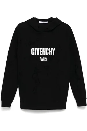 Givenchy Hættetrøje med logotryk og slitageeffekt