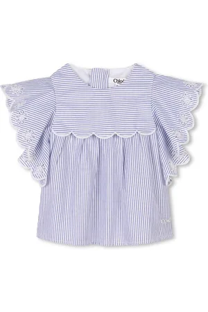 Chloé Stribet bluse med flæser