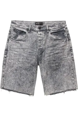 Purple Brand Denimshorts i jacquard med monogram og slitageeffekt