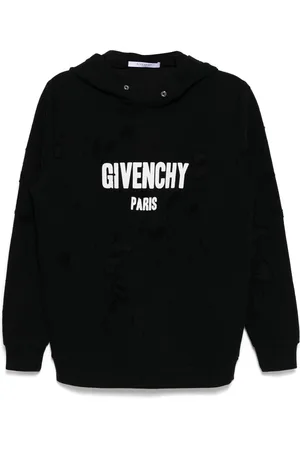 Givenchy Hættetrøje med logotryk og slitageeffekt