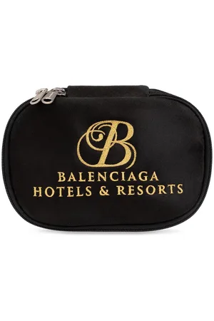 Balenciaga Clutch i velour med logo-broderi