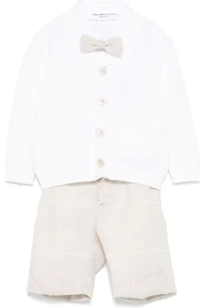 COLORICHIARI Stribet sæt med shorts, skjorte og cardigan