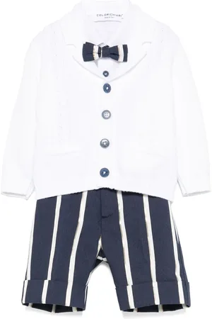 COLORICHIARI Stribet sæt med shorts, skjorte og cardigan