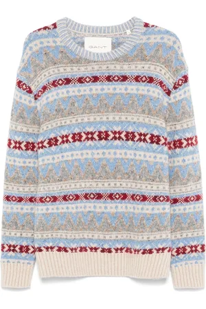 GANT Fair-isle sweater med rund hals