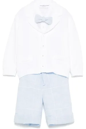 COLORICHIARI Stribet sæt med shorts, skjorte og cardigan