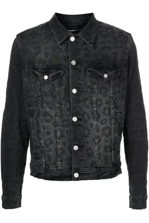 Purple Brand Denimjakke med leopardtryk og monogram