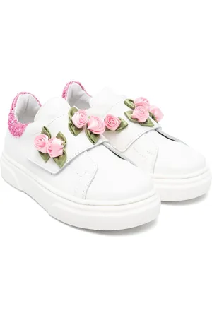 MONNALISA Sneakers i læder med applikeret rose