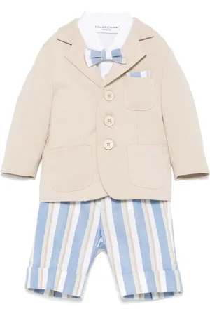 COLORICHIARI Stribet shorts, skjorte og blazer-sæt