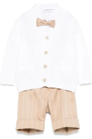 COLORICHIARI Stribet sæt med shorts, skjorte og cardigan