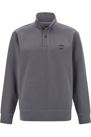 Boggi Milano Stribet sweatshirt med polokrave