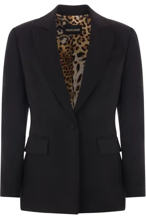 Roberto Cavalli Enkeltradet blazer i cady-tekstur