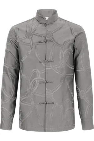 SHANGHAI TANG Polo i silke med jacquard-mønster
