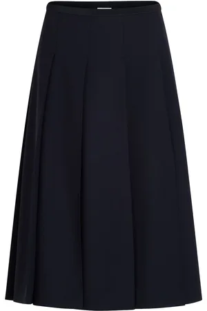 Patou Kort midi-nederdel i twill med plisseringer
