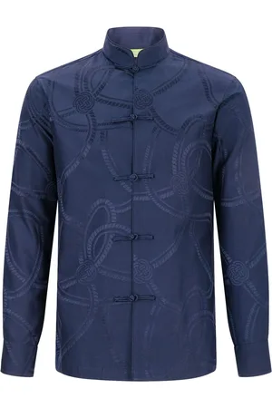 SHANGHAI TANG Polo i silke med jacquard-mønster