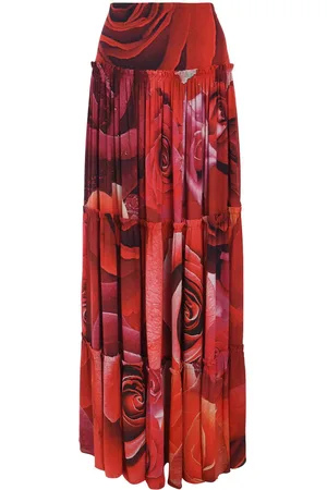 Roberto Cavalli Lang nederdel med rose-tryk