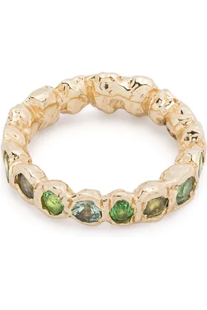 Fie Isolde Alfa Rainbow ring i 14 karat guld med safir og tsavorit