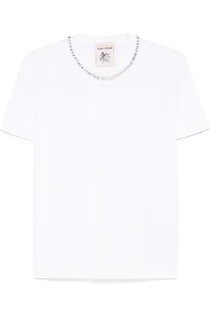 SEMICOUTURE T-shirt med rhinstenudsmykning