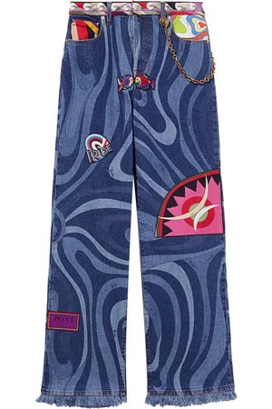 Puccini Udsmykkede jeans med Marmo-tryk