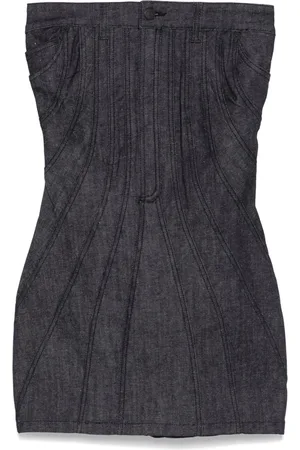 MUGLER Kort stropløs denimkjole
