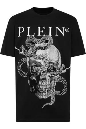 Philipp Plein T-shirt med dødningehoved og slangetryk