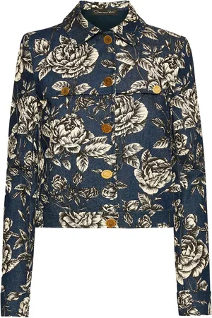 Oscar de la Renta Denimjakke med rosetryk