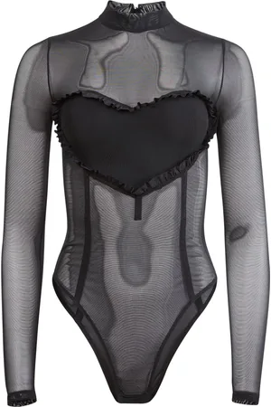 FLEUR DU MAL Bodysuit i mesh med flæser og hjerte