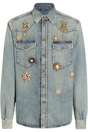 Dolce & Gabbana Denimskjorte med krystaludsmykninger