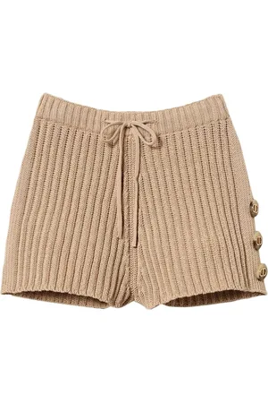 Twin-Set Ribstrikkede shorts med knapdetalje