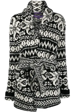 Ralph Lauren Intarsia-strikket cardigan med sjalskrave