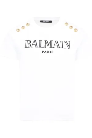 Balmain T-shirt i økologisk bomuld med logobroderi