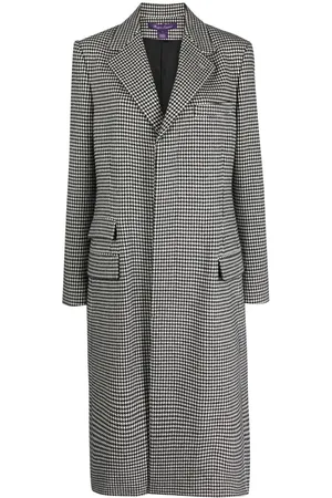 Ralph Lauren Houndstooth-mønstret Wells frakke i uld