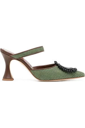 Manolo Blahnik Mules med perleudsmykning