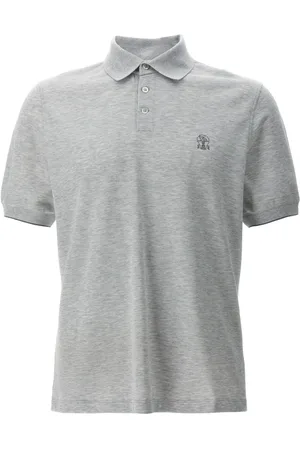 Brunello Cucinelli Polo i piqué med logobroderi